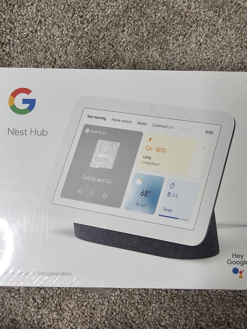 Google Nest Hub - White Frame with Charcoal Gray Fabric Base